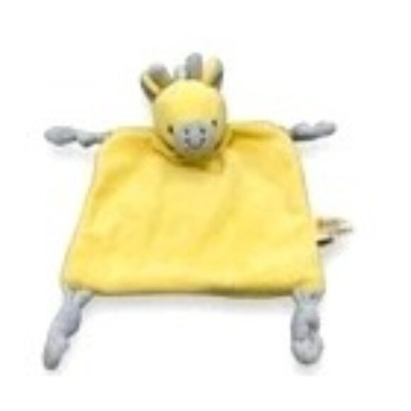 Baby Giraffe Security Lovey Plush Yellow Gray Knotted Sewn Eyes Rattle Toy Gift - Picture 1 of 5